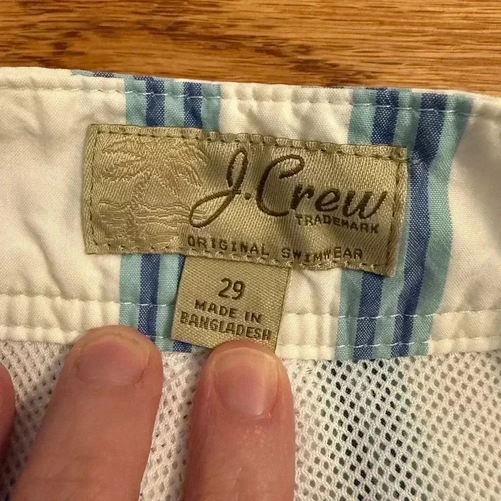 J.Crew JCrew Mens white blue stripe 7